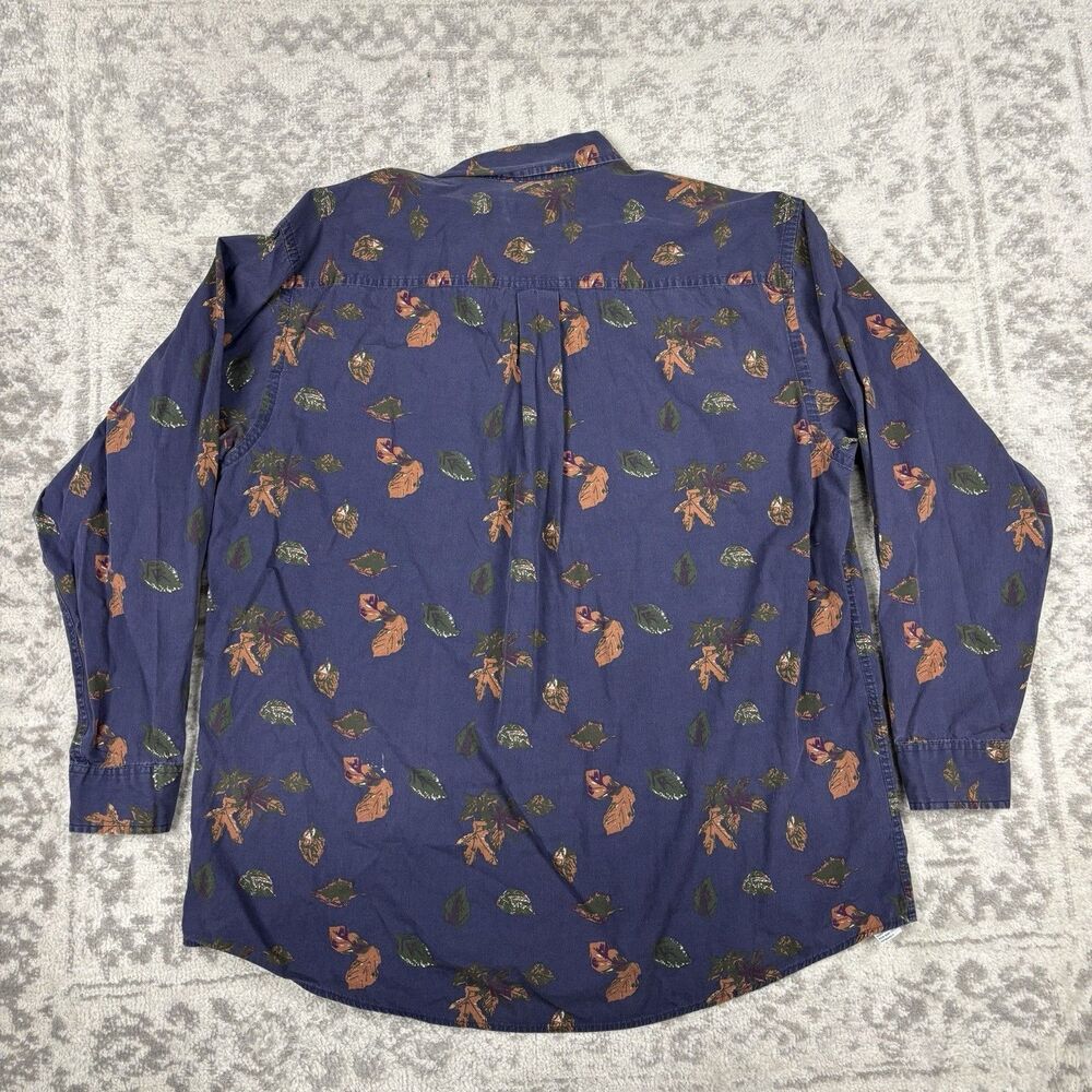 Van Heusen 417 Shirt Button Mens Over Easy Fall Leaf Print Size Medium - Picture 3 of 5